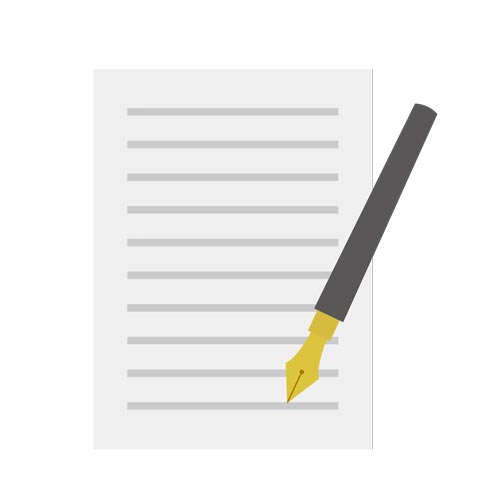 受付に使用するペンと紙の画像